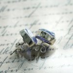 Tanzanito sidabriniai auskarai prie ausies