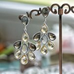 Labradoritas, citrinas, dūminis kvarcas, sidabriniai auskarai