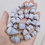 Melsvasis chalcedonas, trijų apyrankių komplektas