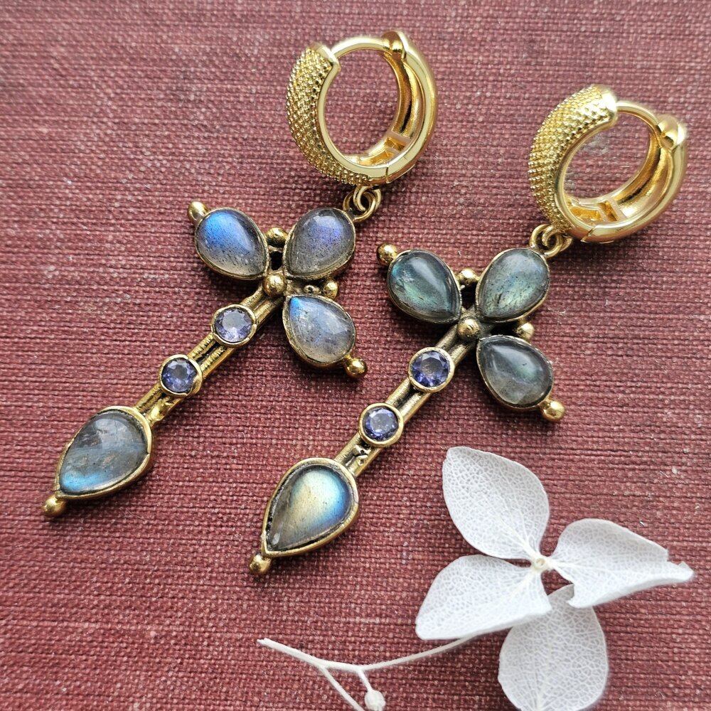 Labradorito ir jolito auskarai