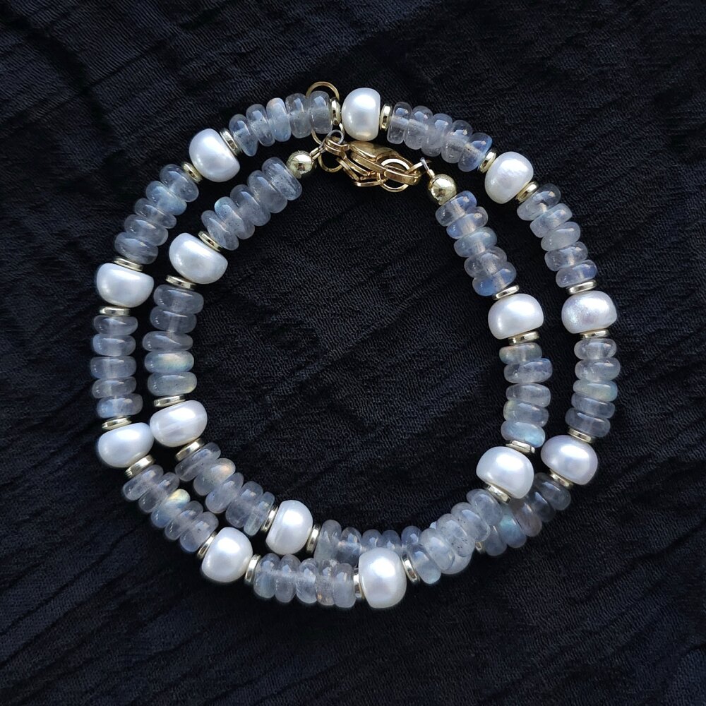 Labradorito ir Perlų apyrankė