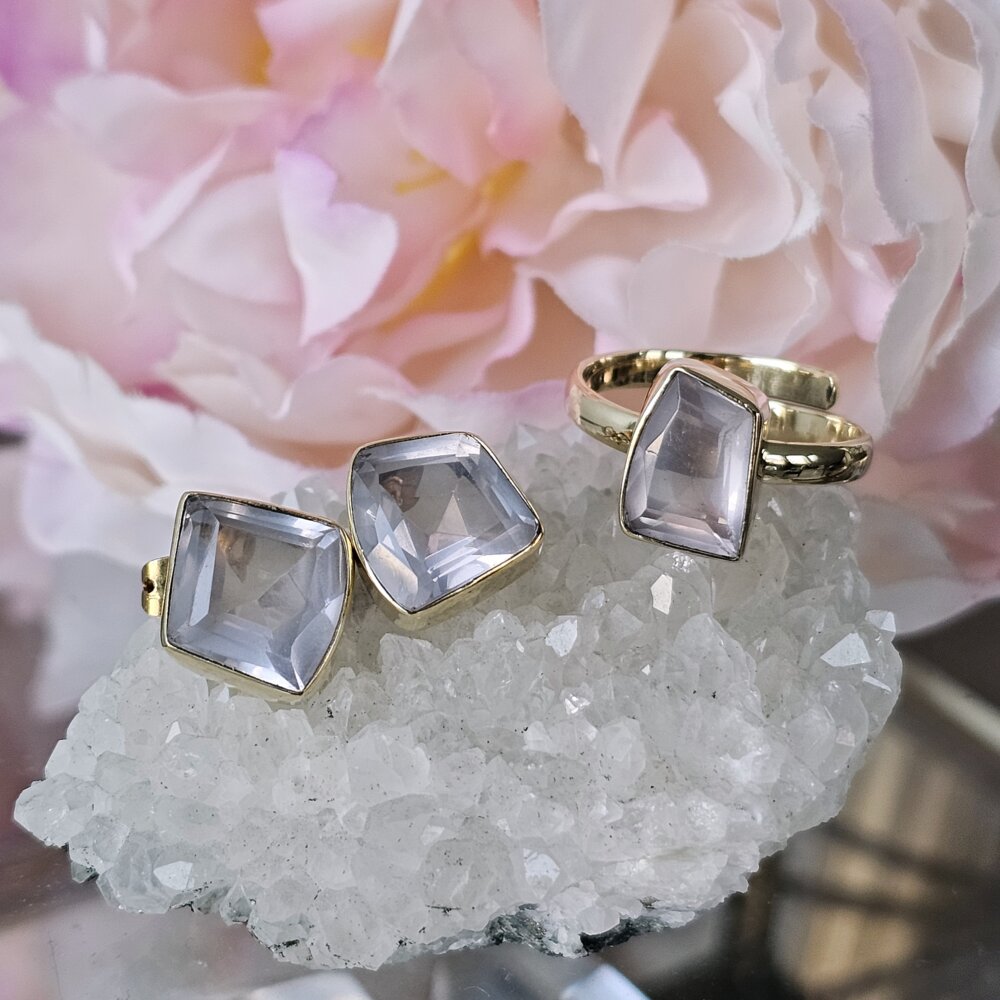 Rožinio kvarco komplektas