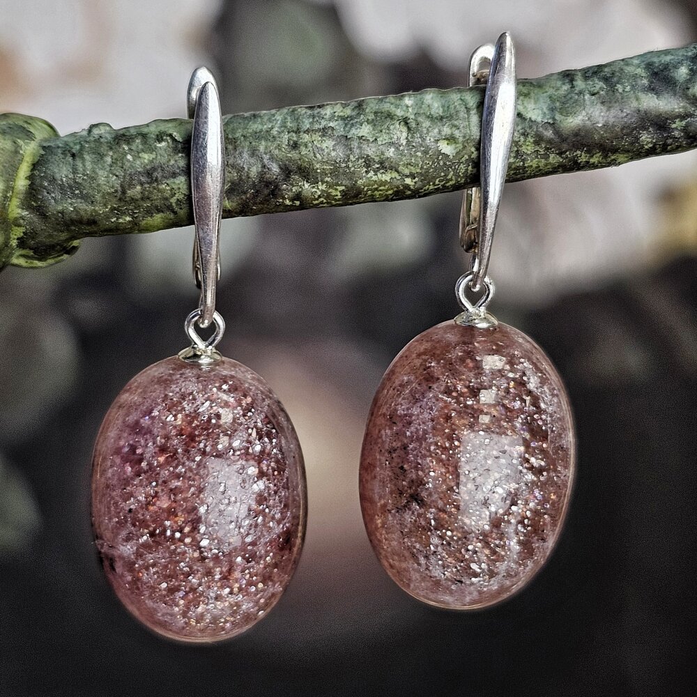 Sidabriniai rausvo avantiurino auskarai